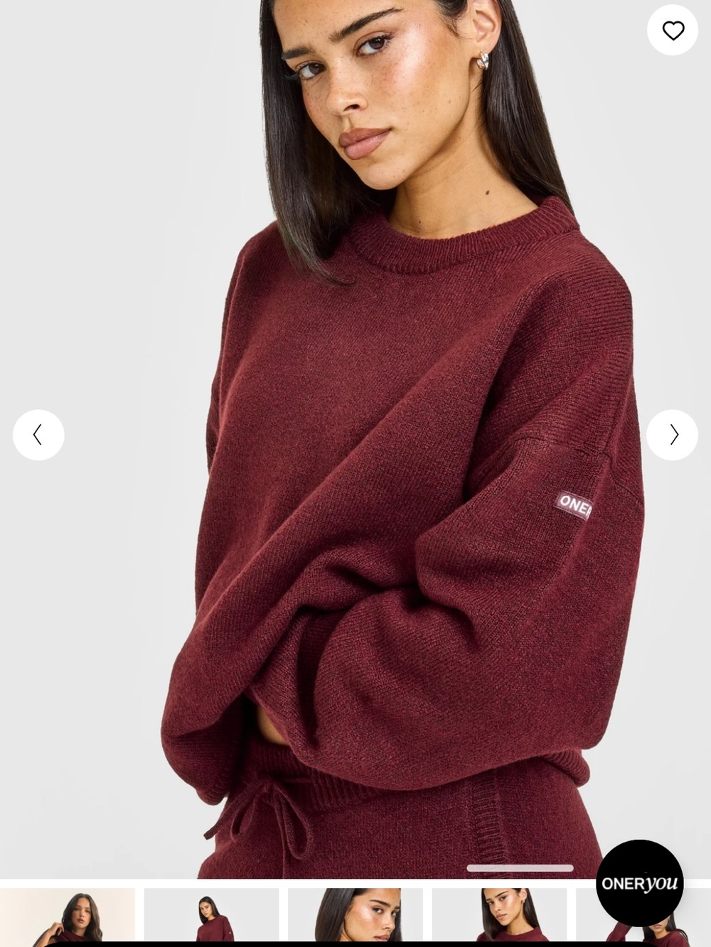 NEW! Oner Active Rosewood Oversized Knit Crew Neck Sweatshirt Medium